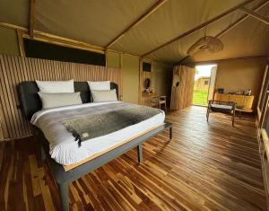 塞伦盖蒂Anantya Serengeti的一间卧室,卧室内配有一张大床