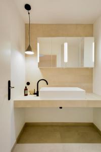 南希Le Splendide de Poincaré的白色的厨房配有水槽和镜子