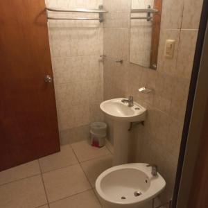 特玛斯德戴曼Hotel Marcos Dayman的一间带卫生间和水槽的浴室