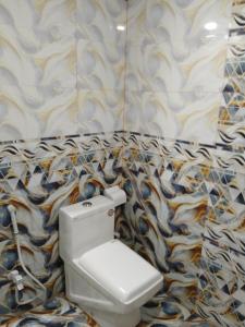 卡拉奇Travel lodge clifton的一间带卫生间和彩色墙壁的浴室