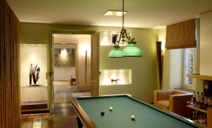 Chassagne-Montrachet沙萨尼蒙特拉谢城堡酒店的客厅配有台球桌