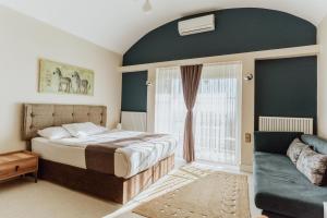 埃迪尔内Blackmoon Villa Edirne的一间卧室配有一张床和一张沙发