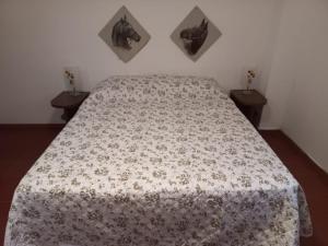 桑格罗堡Valle Salice的一间卧室配有一张带花卉床罩的床。