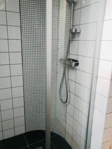 BorrbyArnhög Farm的浴室内配有淋浴和头顶淋浴