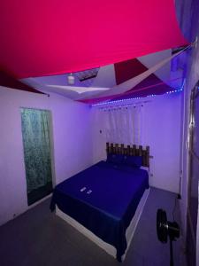 埃尔科莱希奥Color'Es Club的一间卧室设有一张红色天花板的床