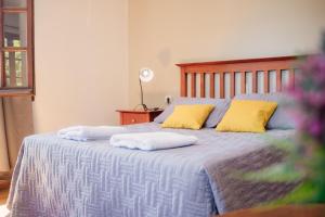 埃斯克尔Hotel Pintó Terraza的一间卧室配有一张带两个枕头的床
