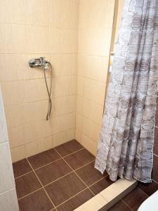 阿尔加拉斯蒂Your Home in Argalasti的浴室内配有淋浴帘。