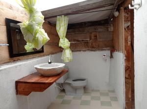 帕斯托Cabaña de camping Villa Ernestina的一间带水槽和卫生间的浴室