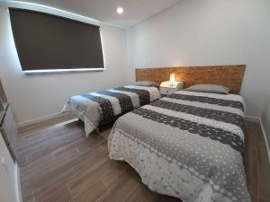 PainhoTerraços da Serra的配有平面电视的客房内的两张床