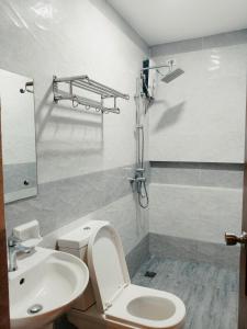 黎牙实比Aurelle Inn的一间带卫生间和水槽的浴室