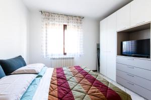 维佐拉提契诺Malpensa Express的一间卧室配有一张床和一台平面电视