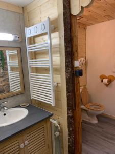 SafflozLes 3Crokignols, maison d’hôte familiale.的一间带水槽和卫生间的浴室