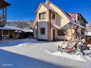 斯科列Нота Карпат的雪中建造的房子