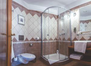 瓦尔季采Penzion Prinz的带淋浴、卫生间和盥洗盆的浴室