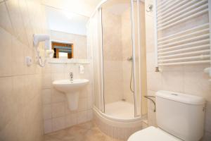 什平德莱鲁夫姆林蒙大拿因泰酒店的浴室配有卫生间、淋浴和盥洗盆。