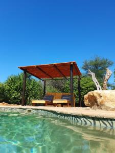 帕拉博鲁瓦Masorini Bush Lodge的一个带凉亭的游泳池