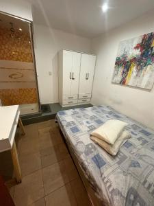 布宜诺斯艾利斯Aparta Hotel的一间卧室配有一张床,浴室设有水槽