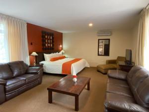 乔卢拉Capital O La Huerta Golf & Hotel的酒店客房,配有床和沙发