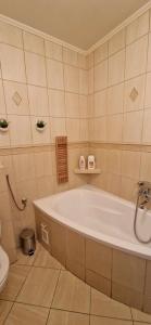 华沙Kasia house的带浴缸和卫生间的浴室。
