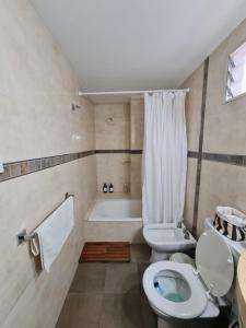 圣米格尔·德·图库玛Departamento completo 1D en Barrio Sur con cochera privada的一间带卫生间和浴缸的浴室