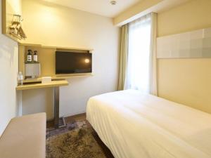 东京池袋利索酒店的一间酒店客房,配有一张床和一台电视