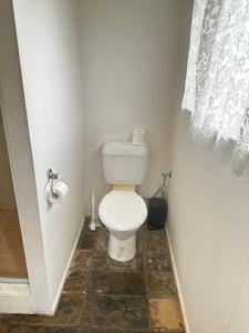 ColosseumColosseum Creek Motel的一间带卫生间和卫生纸分配器的浴室