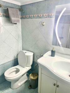 塞萨洛尼基Marina Apartmets的浴室配有白色卫生间和盥洗盆。
