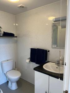 班戈Y Garth Guesthouse的浴室配有白色卫生间和盥洗盆。