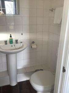 萨顿布里奇滨江酒店的白色的浴室设有卫生间和水槽。