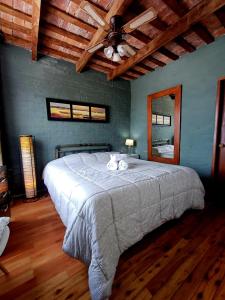 科洛尼亚-德尔萨克拉门托Posada San Gabriel的一间卧室设有一张带天花板的大床