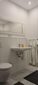 汉诺威Tim's Guesthouse的白色的浴室设有水槽和卫生间。