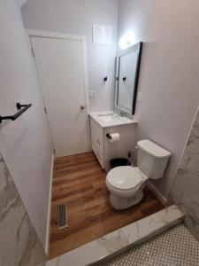 温尼伯St B. Living的一间带卫生间、水槽和镜子的浴室