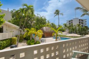 伊斯拉莫拉达Hadley Resort and Marina的阳台设有游泳池和棕榈树