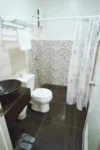 道伊斯G Hotel的浴室配有白色卫生间和盥洗盆。