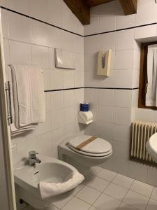 平佐洛Garnì Bonsai的白色的浴室设有卫生间和水槽。