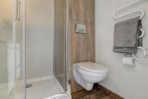 赫劳Luxe Houseboat Skoft的一间带卫生间和淋浴的小浴室