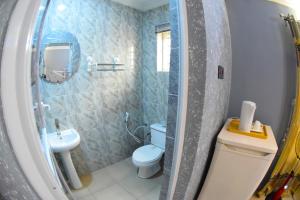 AroRemzy Hotel & Suites, Olomore的一间带卫生间和水槽的浴室