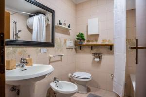 斯皮亚佐Casa D'ala Paiona的一间带水槽、卫生间和镜子的浴室