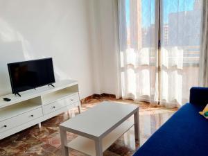 萨拉戈萨Apartamentos El Pilar Suites 3000的客厅配有电视和茶几