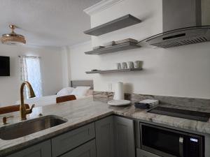 基西米Studio furnished的厨房配有水槽和台面