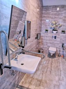 弗热希尼亚Hotel Węgierki的浴室配有白色水槽和卫生间。
