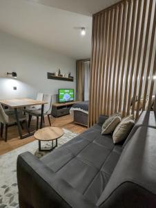 布尔泽策BratSki Apartman - 200m od gondole的客厅配有沙发和桌子