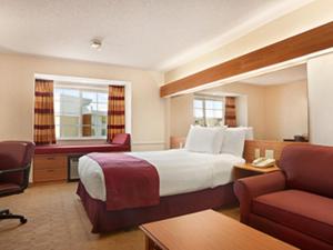 安娜堡安阿伯温德姆套房酒店的酒店客房设有一张大床和一张沙发。