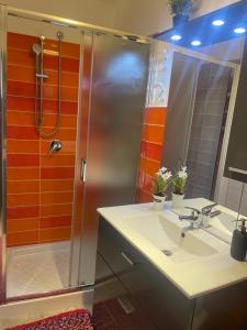 恩纳Archetto-casa vacanze的带淋浴和盥洗盆的浴室