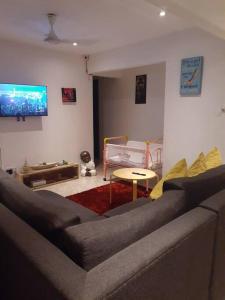 苏瓦Entire 3 bedroom Fully Furnished House, 6 Guests的带沙发和电视的客厅