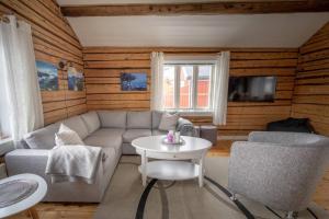 索尔瓦根Explorers Cabin Lofoten Edge的客厅配有沙发和桌子