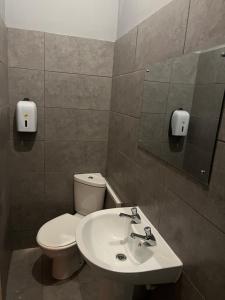 泰恩河畔纽卡斯尔Heroesbunkz的一间带卫生间和水槽的浴室