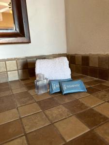 洛雷托Chulavista Loreto的浴室地板上的2个塑料瓶