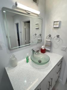 迈阿密Modern Miami Oversized 3 Bedroom in Central Location的一间带水槽和镜子的浴室