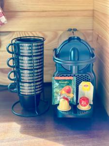 利富岛Ô Naturel Lodge Lifou的桌子上的食品容器和搅拌机